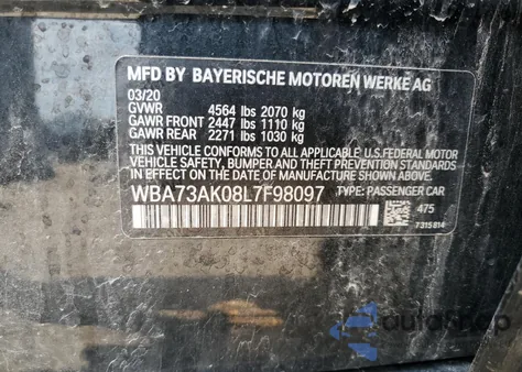 2020 BMW 228Xi z USA, uszkodzony, nr VIN WBA73AK08L7F98097